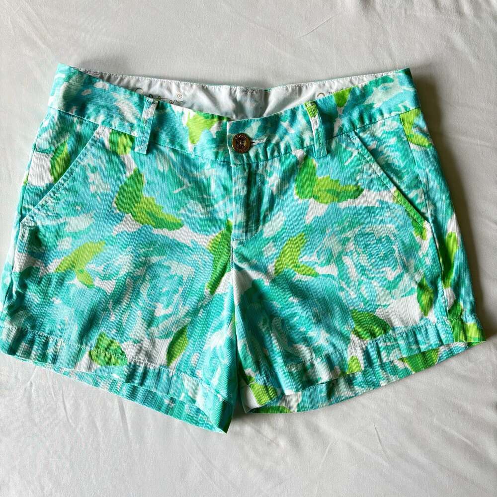 Lilly Pulitzer Callahan Shorts Poolside Blue Floral Rose‎ Size 2